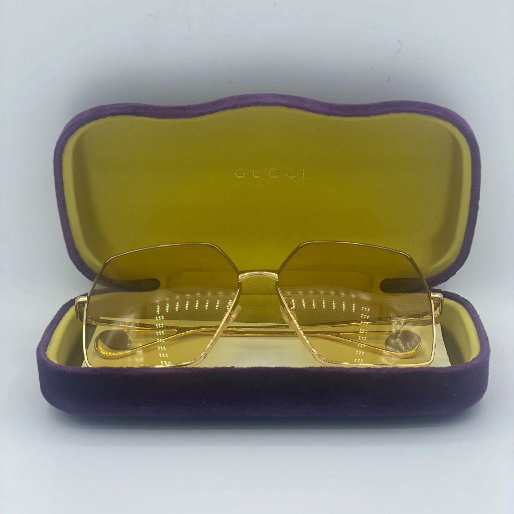 Gucci Gold Tone/Yellow Oversized Sunglasses