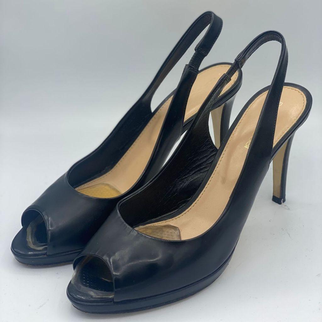Sergio Rossi Black Leather slingback Sandals thumbnail 1