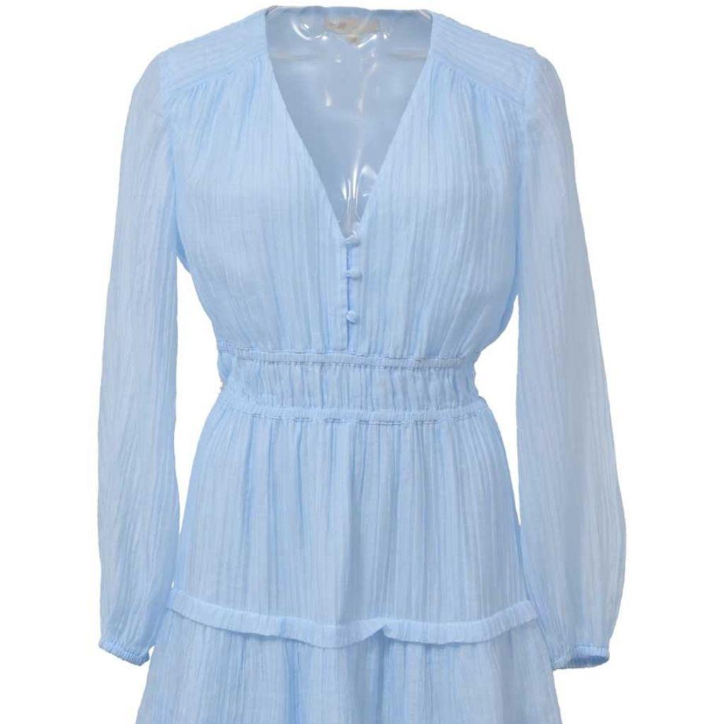 MAJE light blue pleated long sleeve dress thumbnail 1