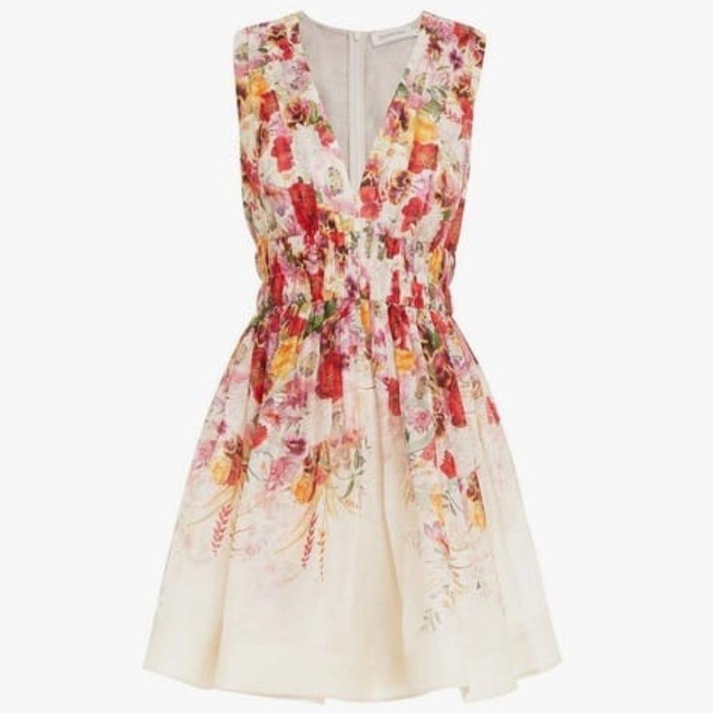 Zimmermann Pleated Floral Print linen and silk blend organza mini dress thumbnail 1