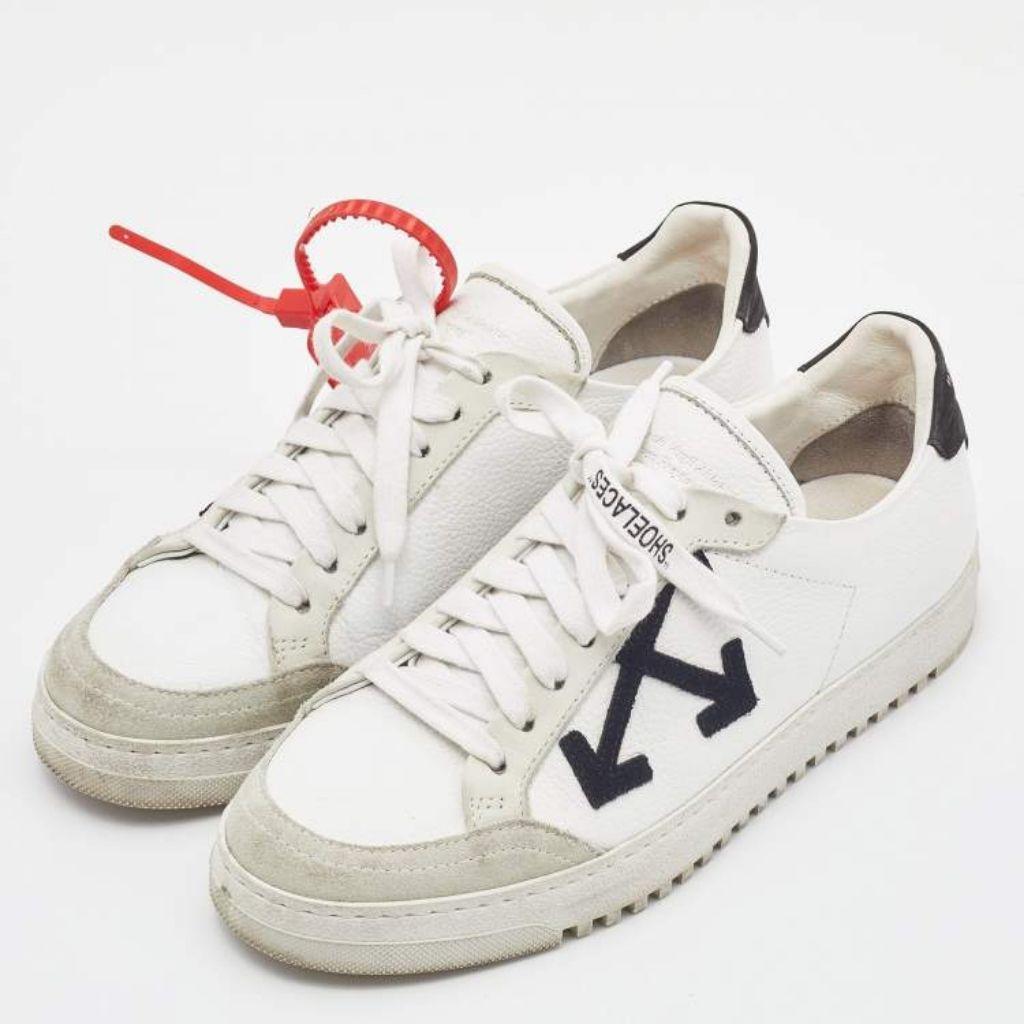 Off-white leather and suede sneakers
