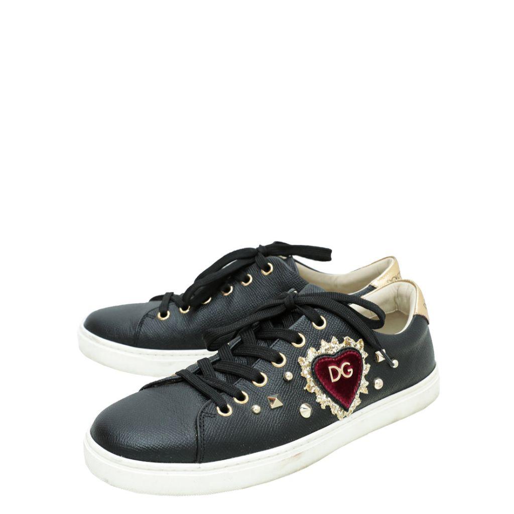 Dolce & Gabbana black leather sneakers thumbnail 1