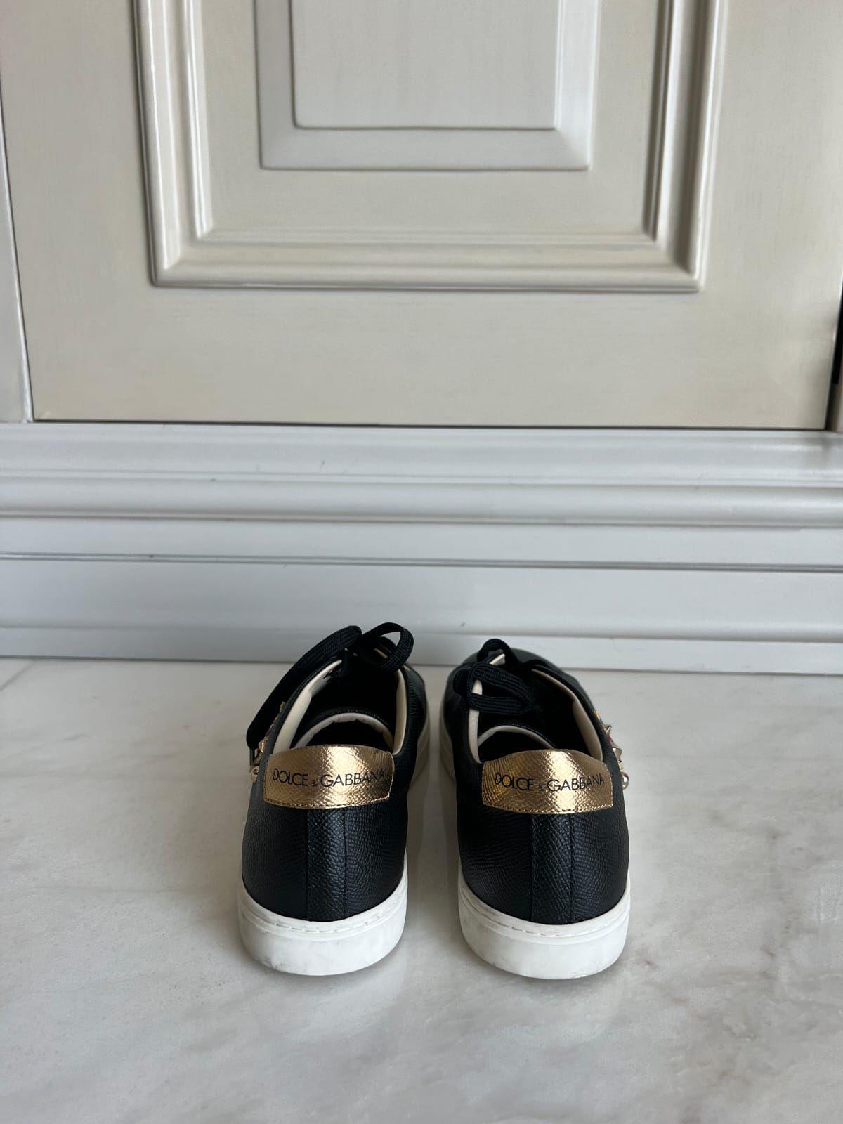 Dolce & Gabbana black leather sneakers thumbnail 3