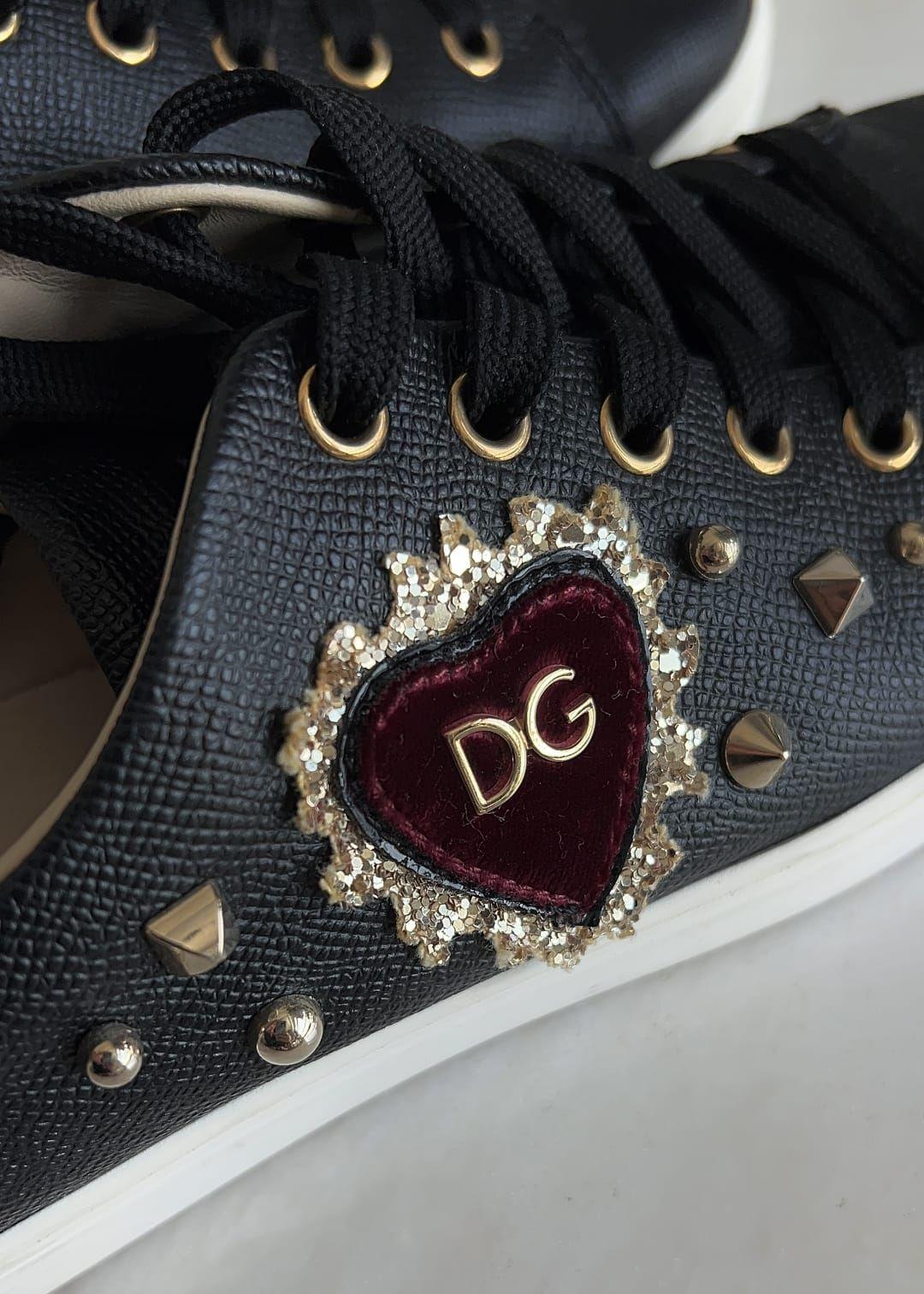 Dolce & Gabbana black leather sneakers thumbnail 4