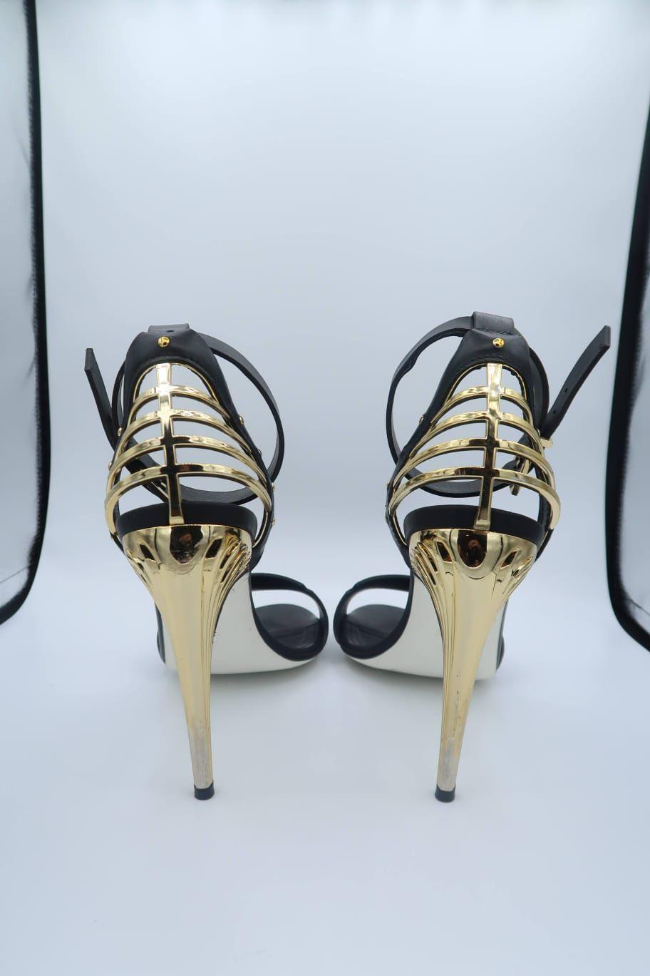 Fendi Black Leather Ankle Strap Sandals thumbnail 3