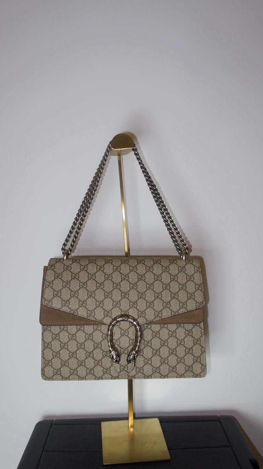 Gucci Beige GG Coated Canvas and Suede Medium Dionysus Shoulder Bag thumbnail 2