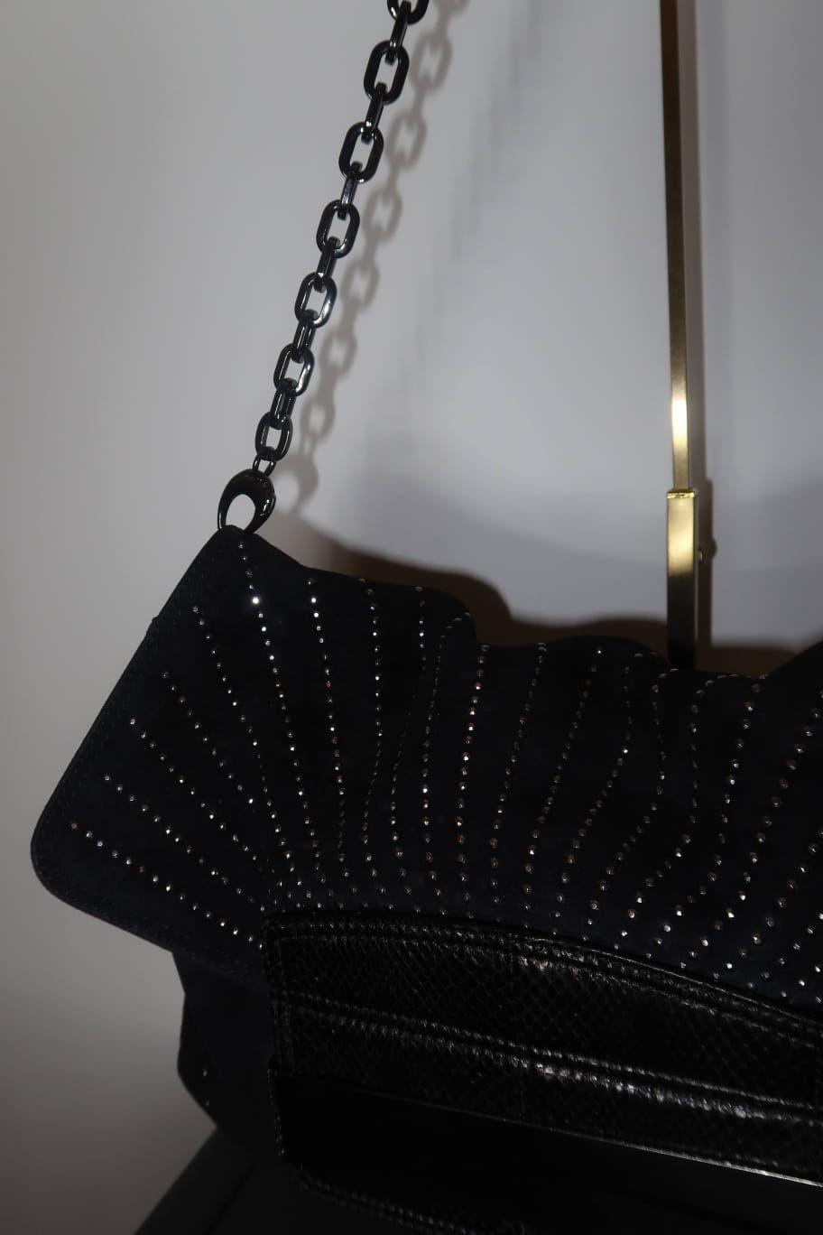 Jimmy Choo Black Suede and Snakeskin Shoulder Bag thumbnail 4