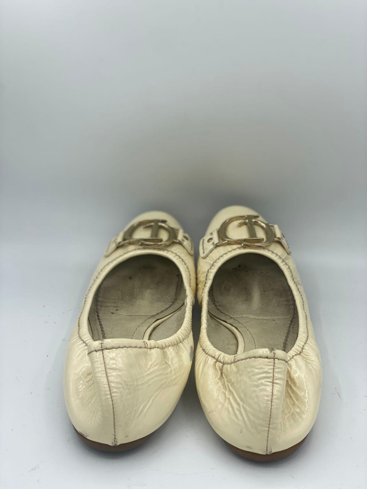 Christian Dior White Patent Ballerina Flats thumbnail 3