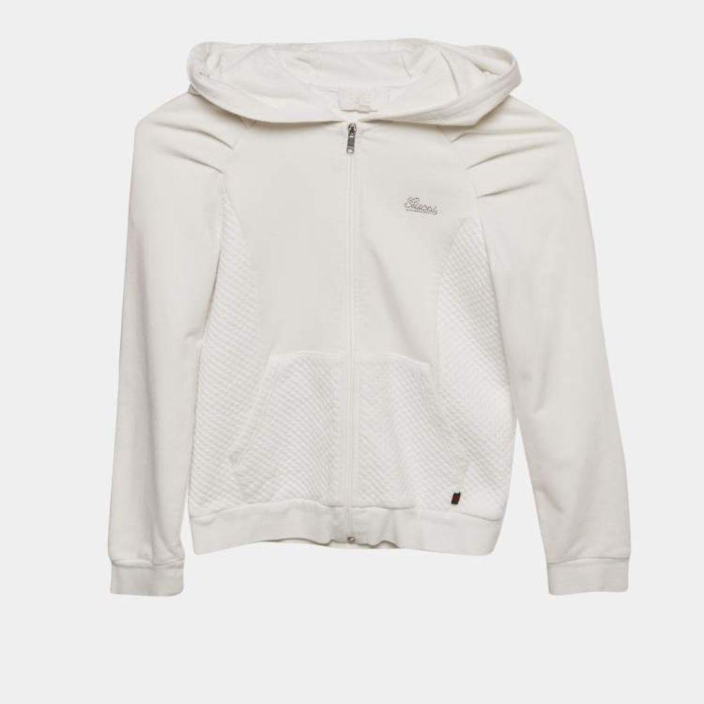 Gucci Kids White Cotton Zip-Up Jacket