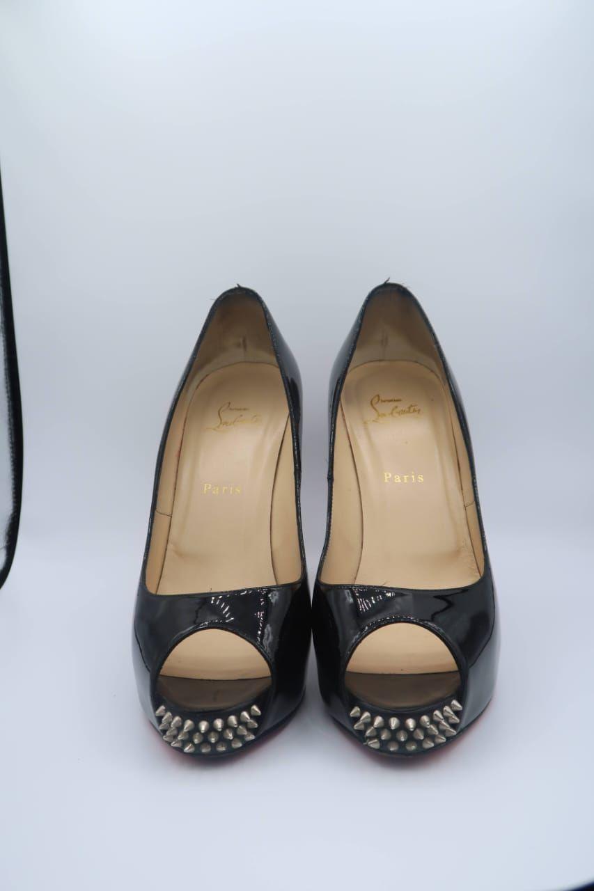 Christian Louboutin Black Patent Leather Peep Toe Pumps thumbnail 2
