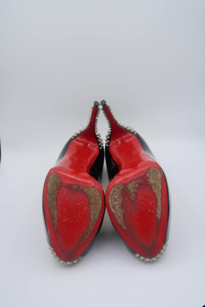 Christian Louboutin Black Patent Leather Peep Toe Pumps thumbnail 4