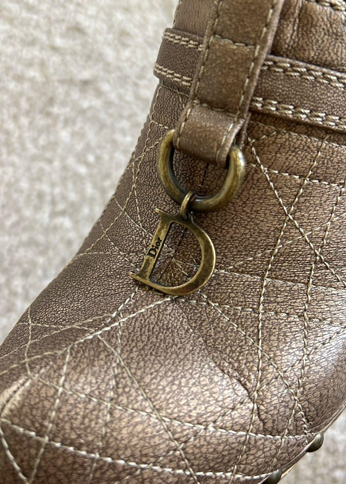 Christian Dior Bronze Cannage Stitched Leather Platform Clogs thumbnail 4