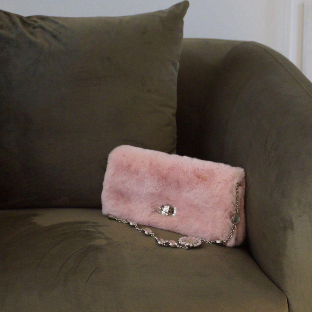 Miu Miu
Pastel-Pink Fur Crystal Shoulder Bag