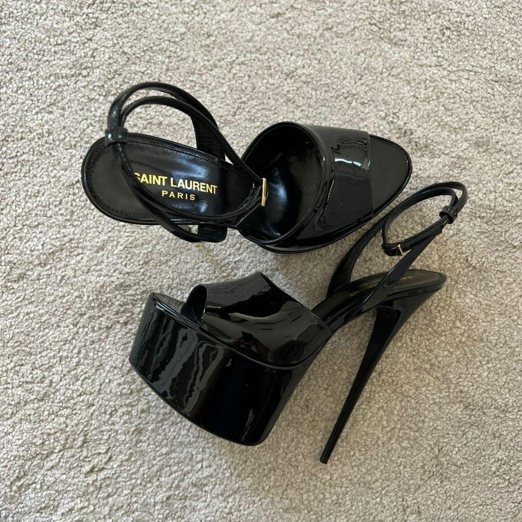 Yves Saint Laurent Black Patent Leather Platform Sandals thumbnail 1