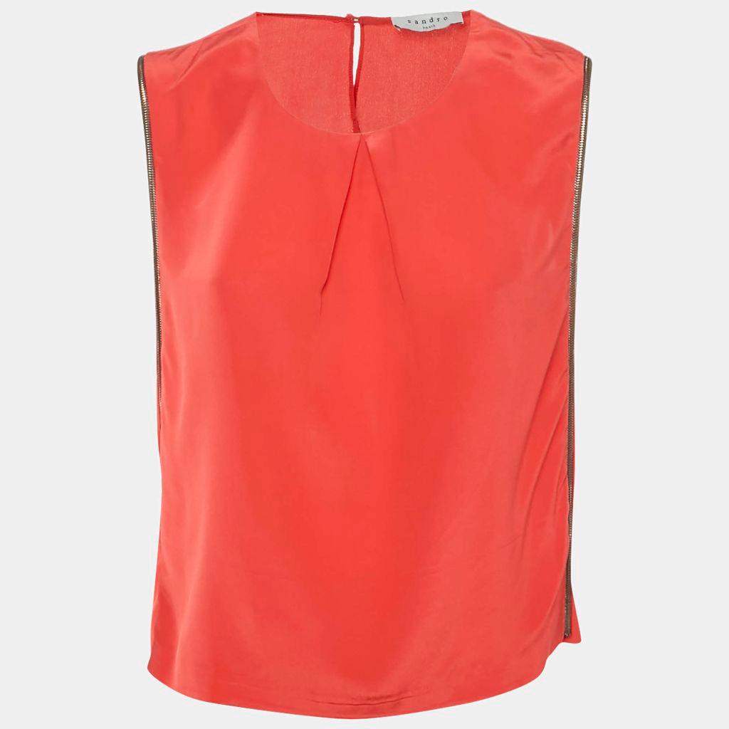 SANDRO Paris Red Silk Top Blouse thumbnail 1