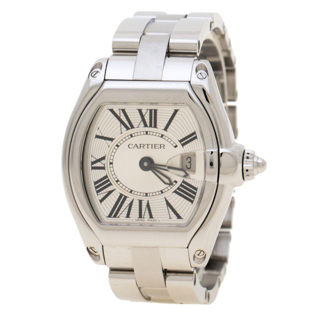 Cartier Silver Stainless Steel Roadster 2675 Women's Wristwatch 31 mm