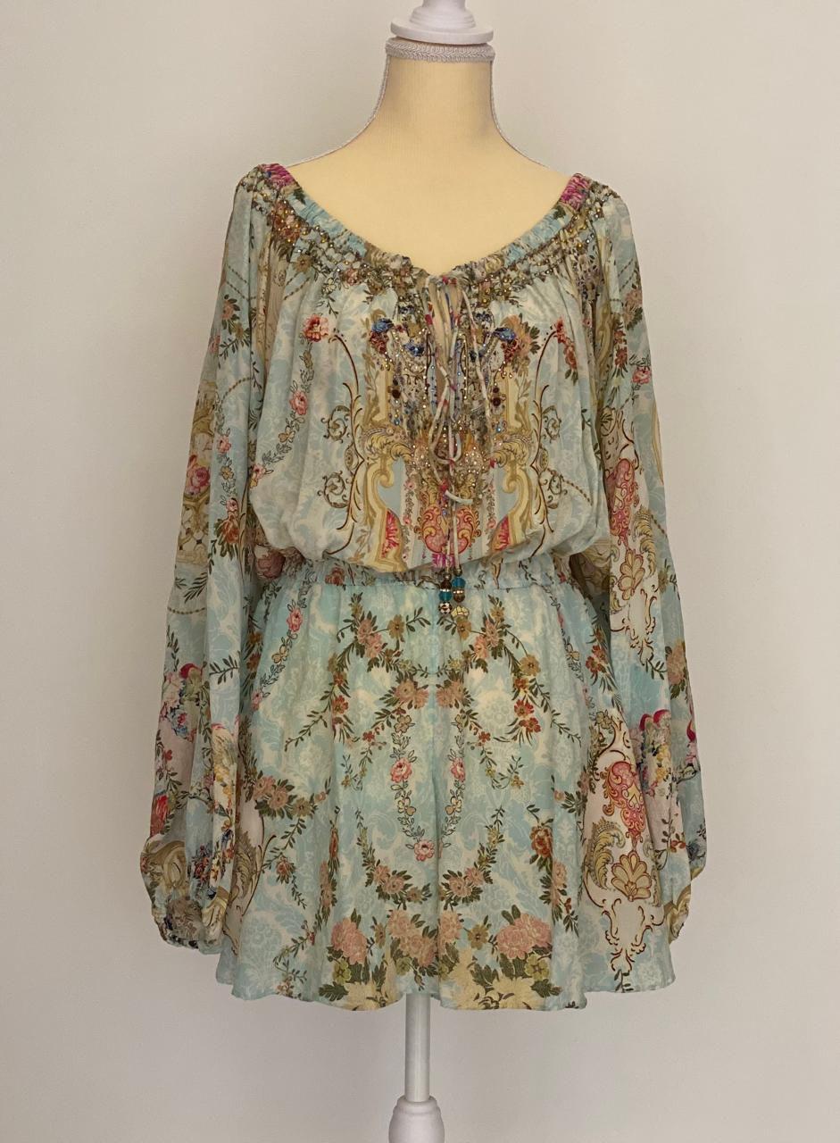 Camilla Blouson Sleeve Playsuit Versailles Sky thumbnail 2
