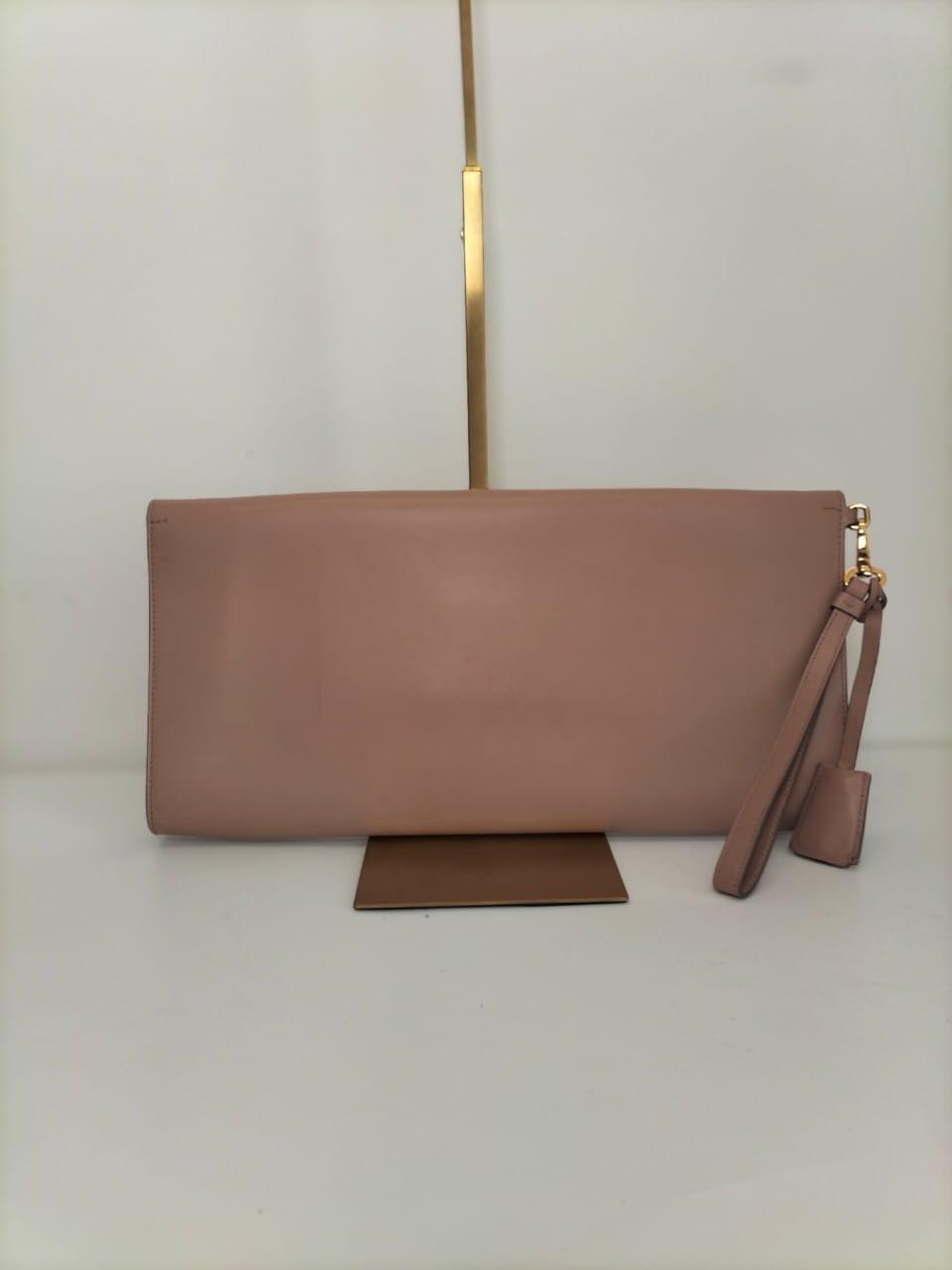 Salvatore Ferragamo Nude Pink Leather Afef Gancio Clutch thumbnail 4