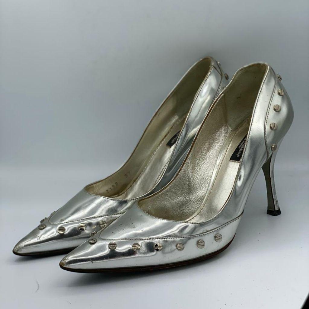 Dolce & Gabbana Silver Leather Pumps thumbnail 1