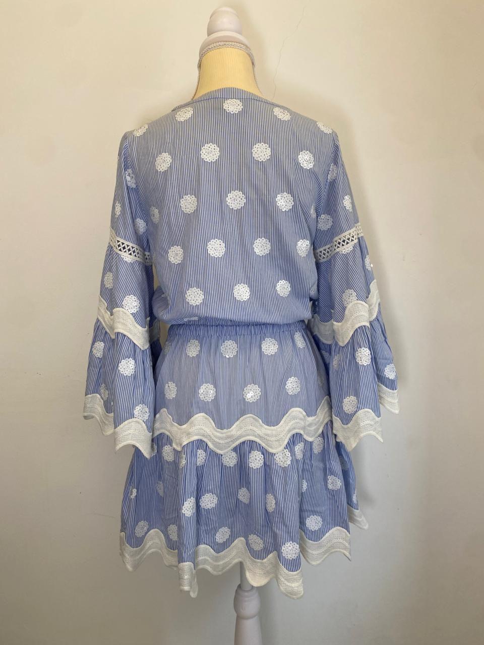 ALEXIS White & Blue Striped Amilna Dress thumbnail 2