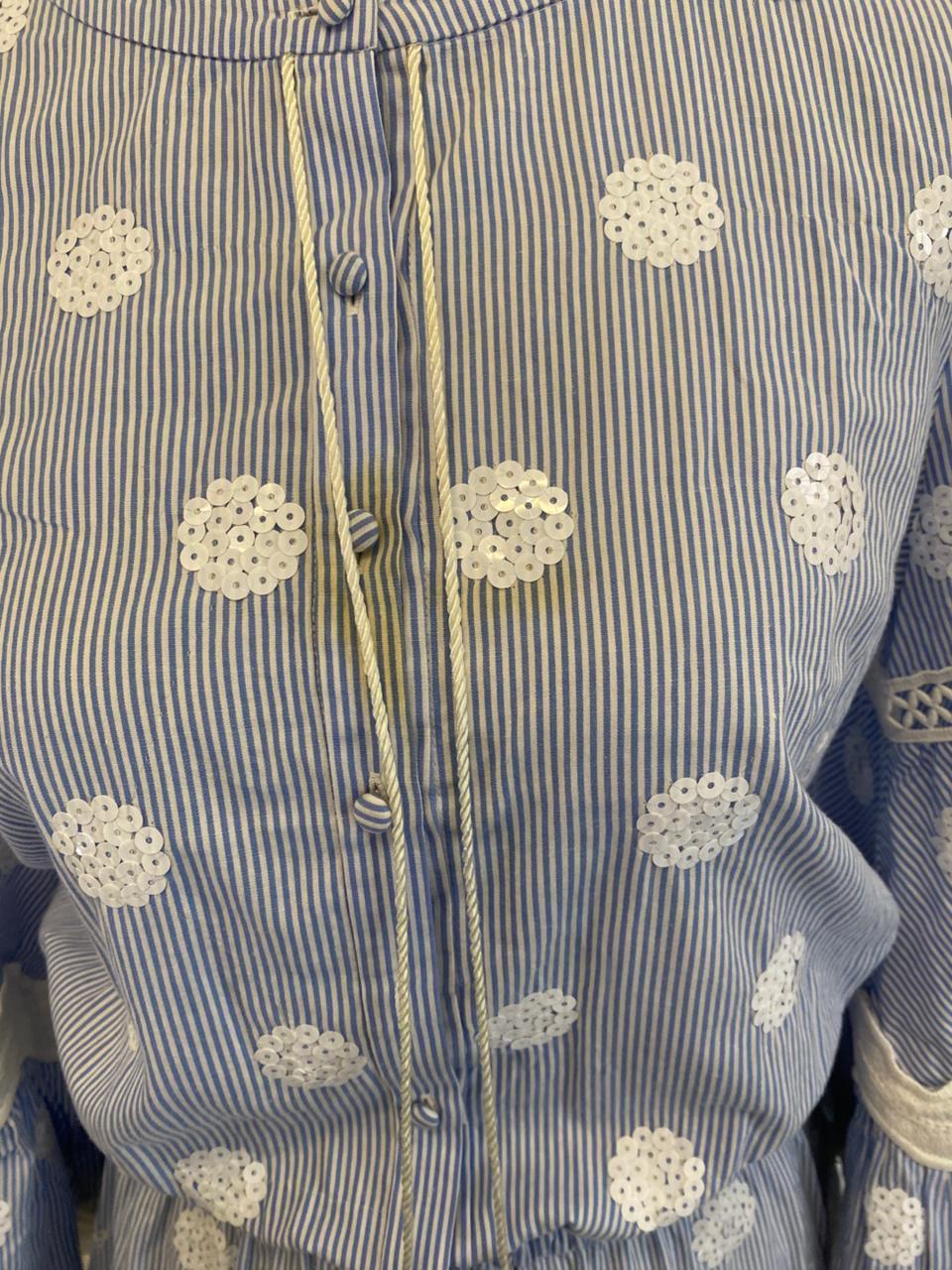 ALEXIS White & Blue Striped Amilna Dress thumbnail 3