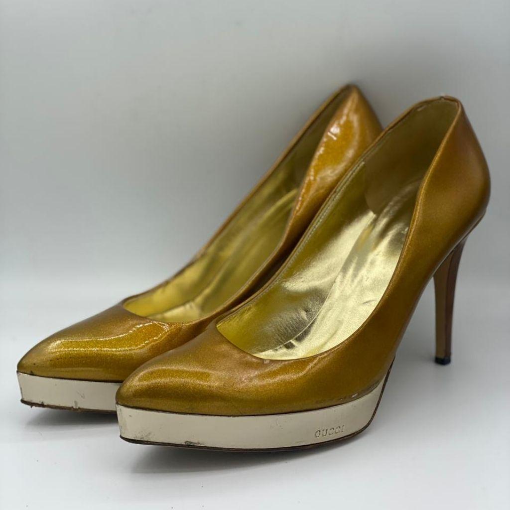GUCCI Gold patent heels thumbnail 1