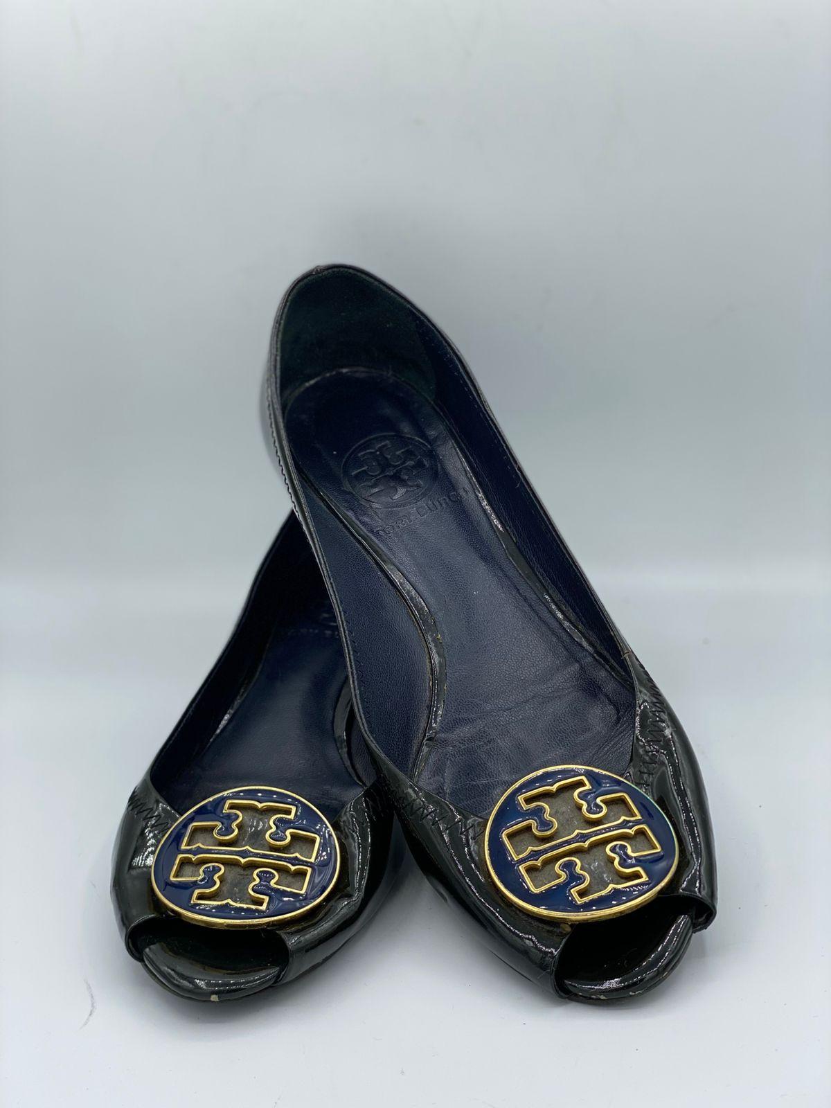 Tory Burch
Tory Burch Navy Blue Leather Peep Toe Ballet Flats thumbnail 2