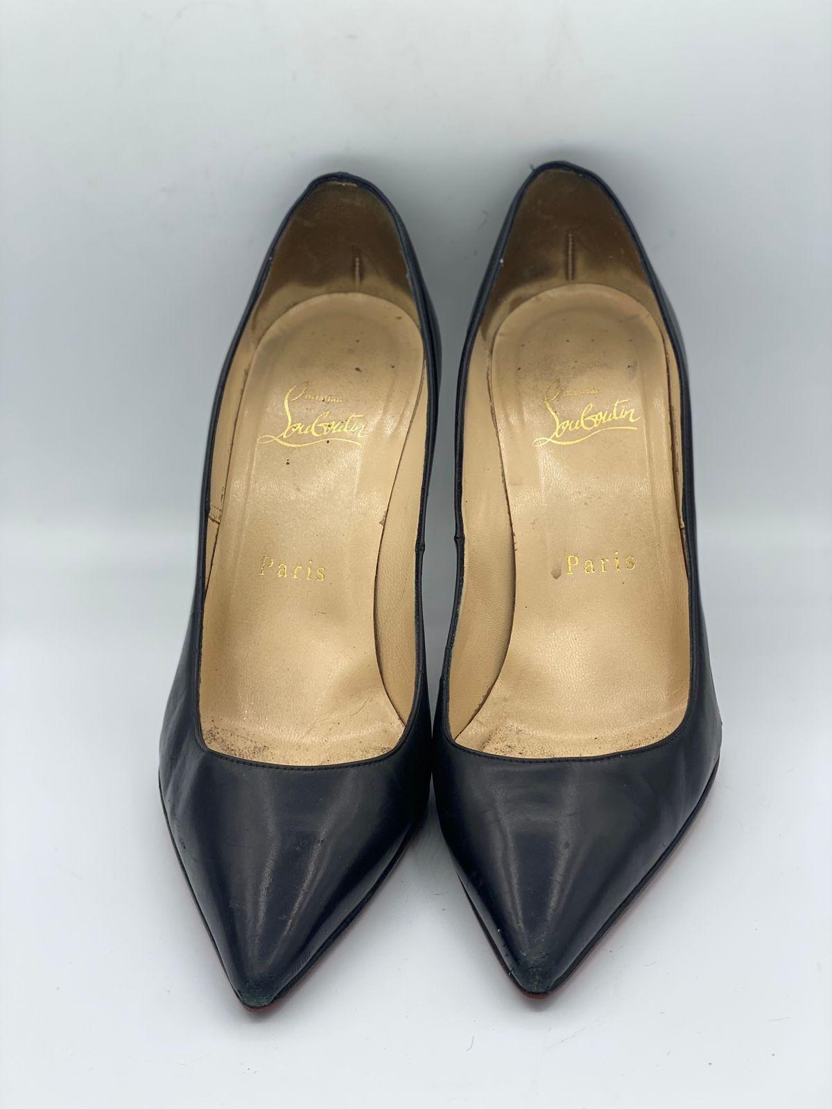 Christian Louboutin Black Leather Pointed Toe Pumps thumbnail 4