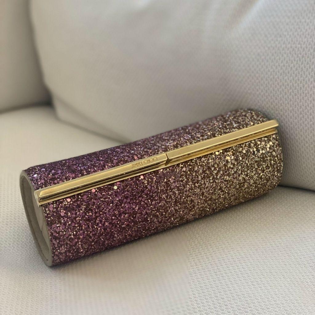 Jimmy Choo Pink Gradient Glitter Trinket Clutch