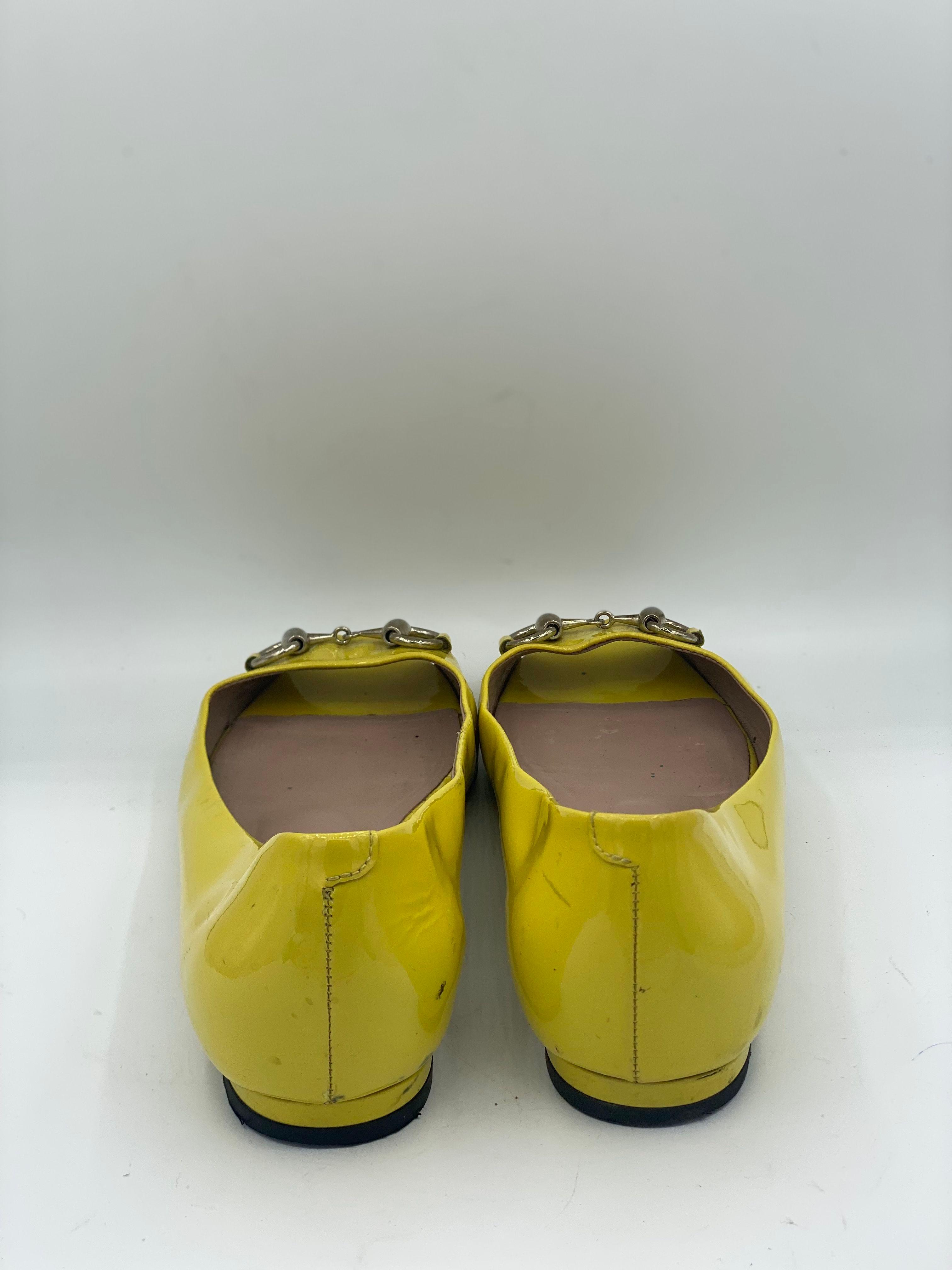 Gucci Yellow Horsebit Peep Toe Flat Ballerina thumbnail 3