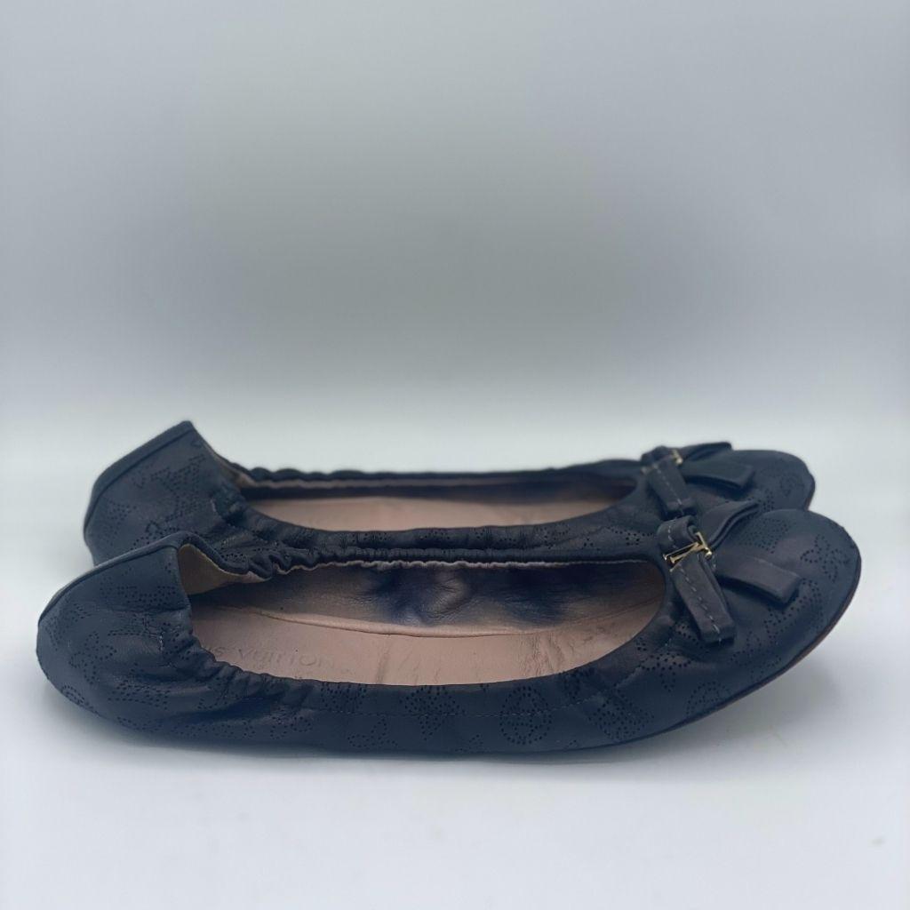 Louis Vuitton Black Perforated Monogram Leather Elba Ballerina Flats Size 37 thumbnail 1