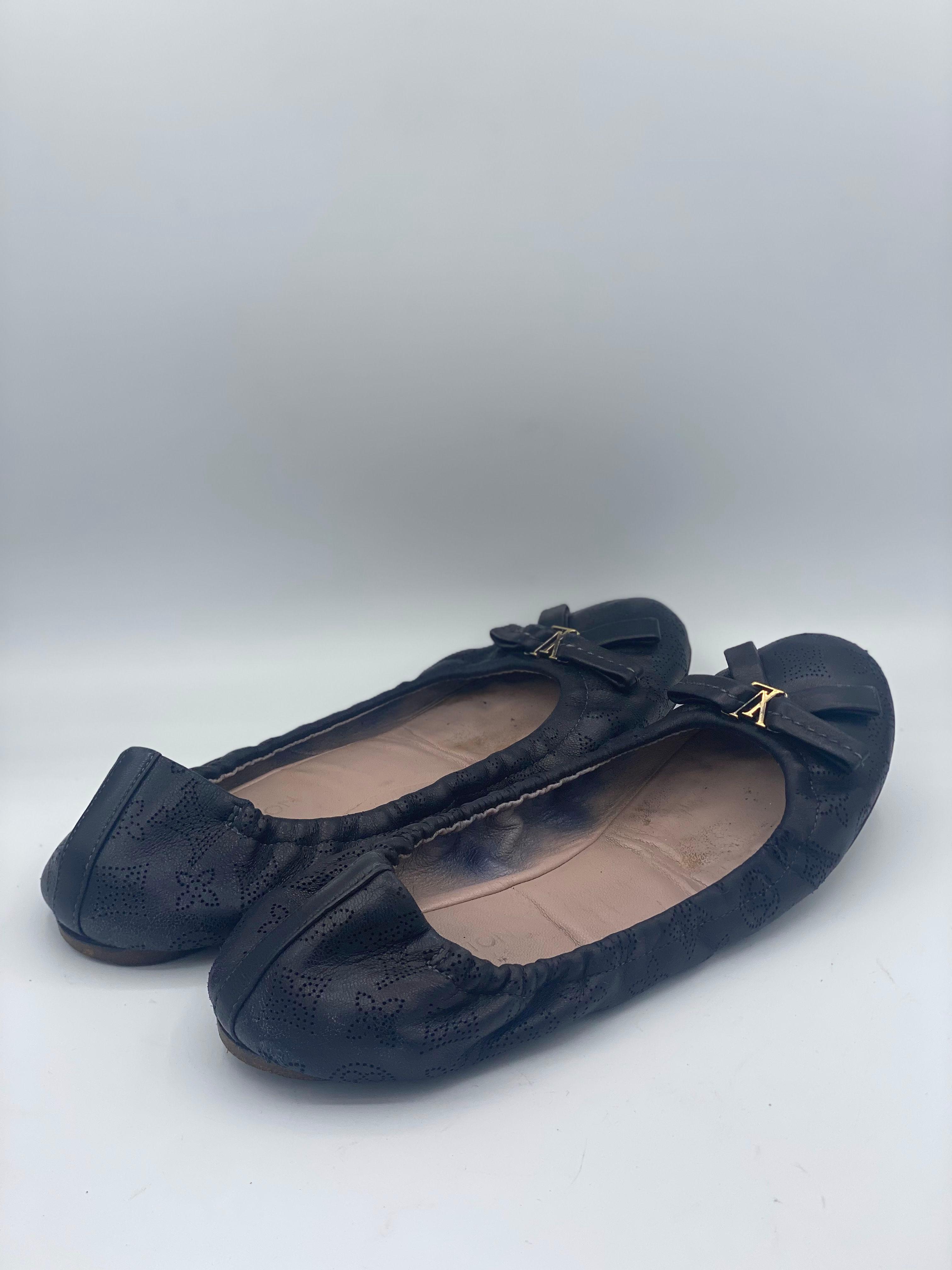 Louis Vuitton Black Perforated Monogram Leather Elba Ballerina Flats Size 37 thumbnail 2