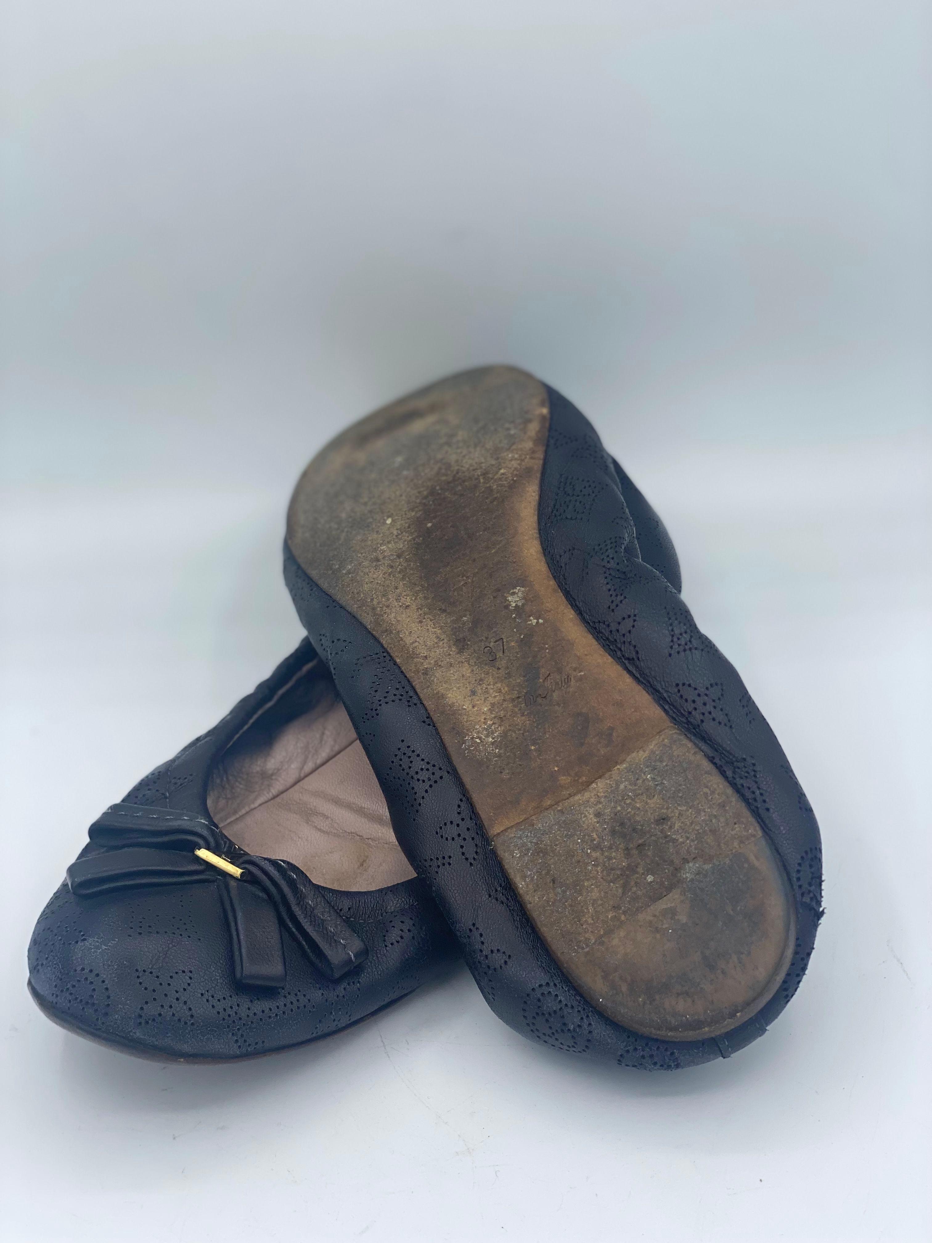 Louis Vuitton Black Perforated Monogram Leather Elba Ballerina Flats Size 37 thumbnail 3