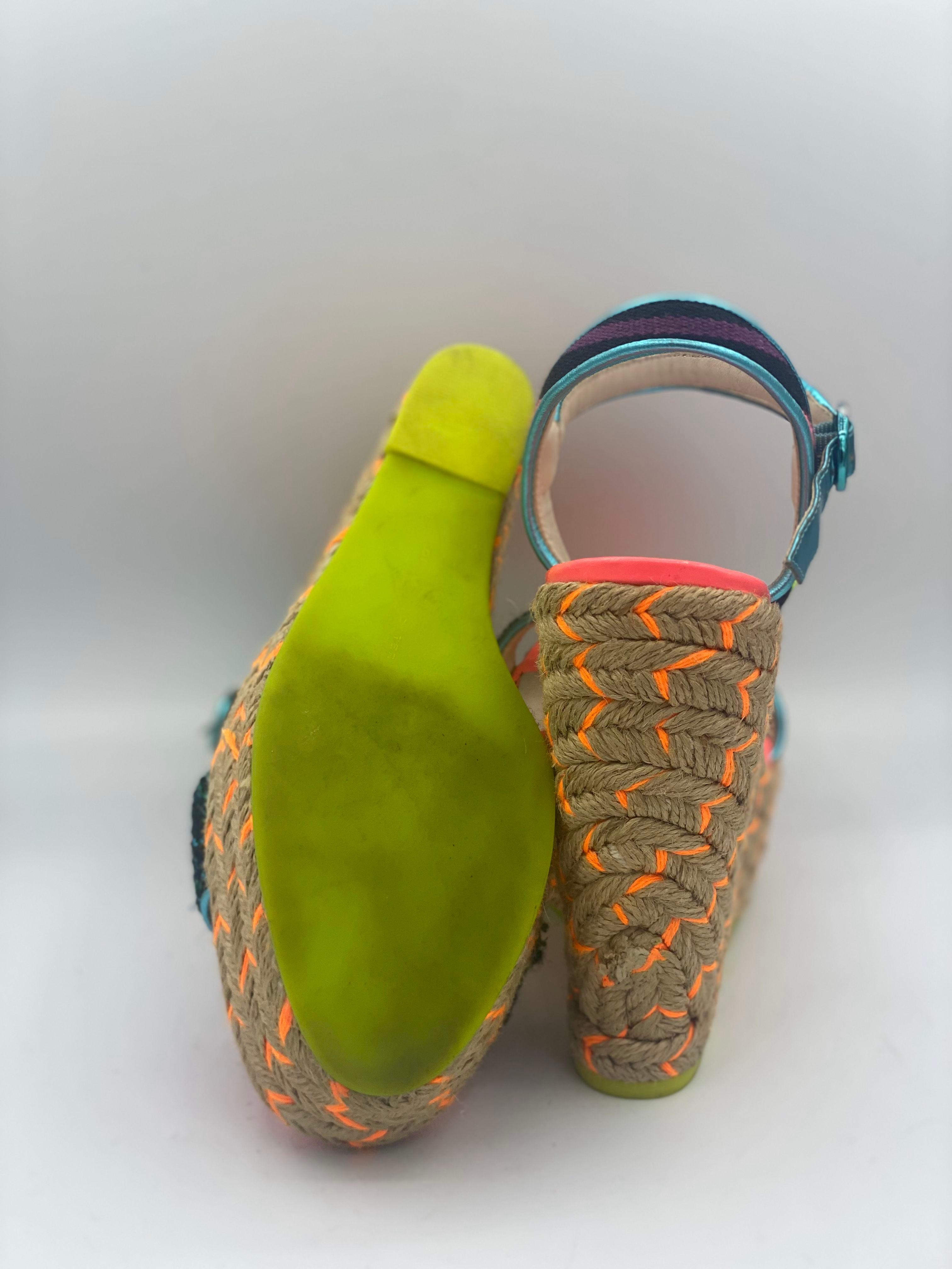 Sophia Webster Multicolor Fabric and Leather Lucita Espadrille Sandals Size 37 thumbnail 3
