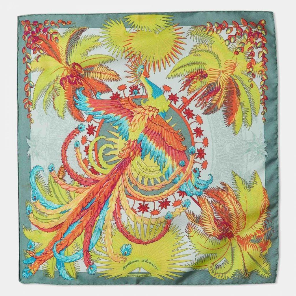 Hermes Multicolor Mythiques Phoenix Silk Square Scarf