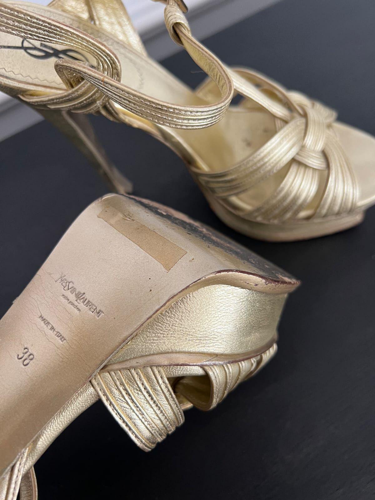 Yves Saint Laurent Metallic Leather Tribute Sandals thumbnail 2