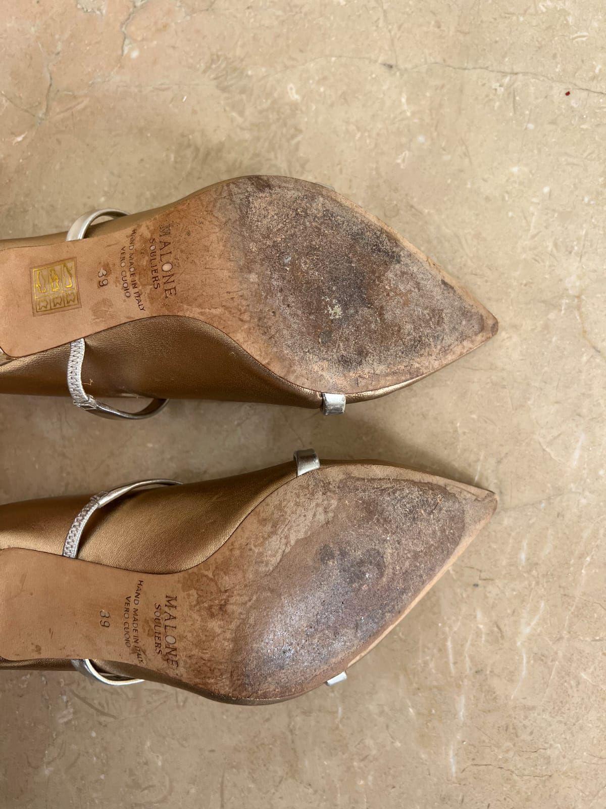 Malone Souliers Metallic Gold Leather Mules thumbnail 3