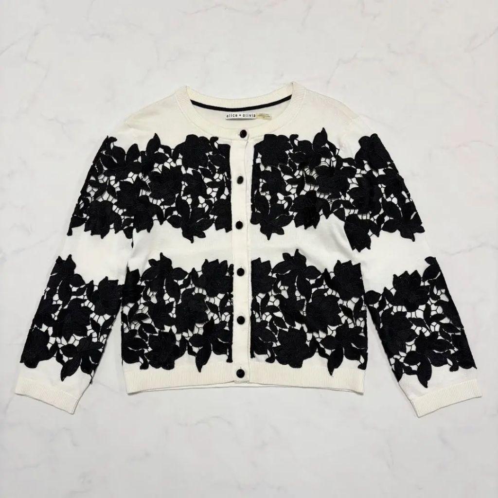 Alice + Olivia Crochet Lace Knit Cardigan thumbnail 1