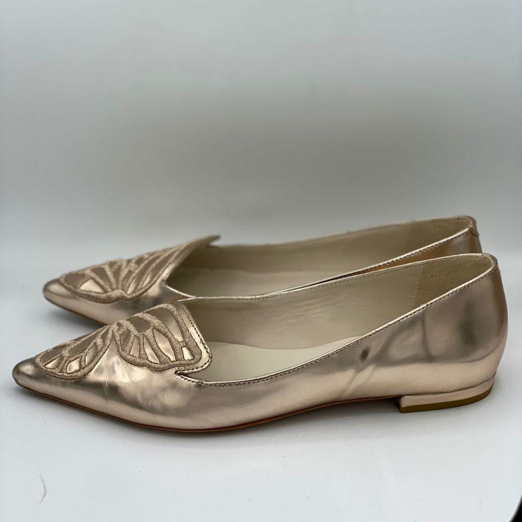Sophia Webster Rose Gold Leather Bibi Butterfly Ballet Flats thumbnail 1