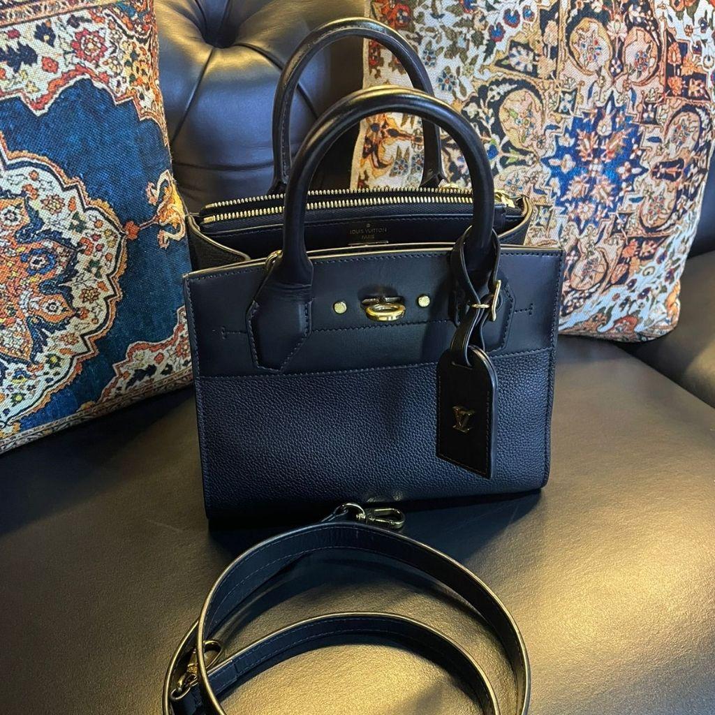 Louis Vuitton Black Leather City Steamer PM Bag