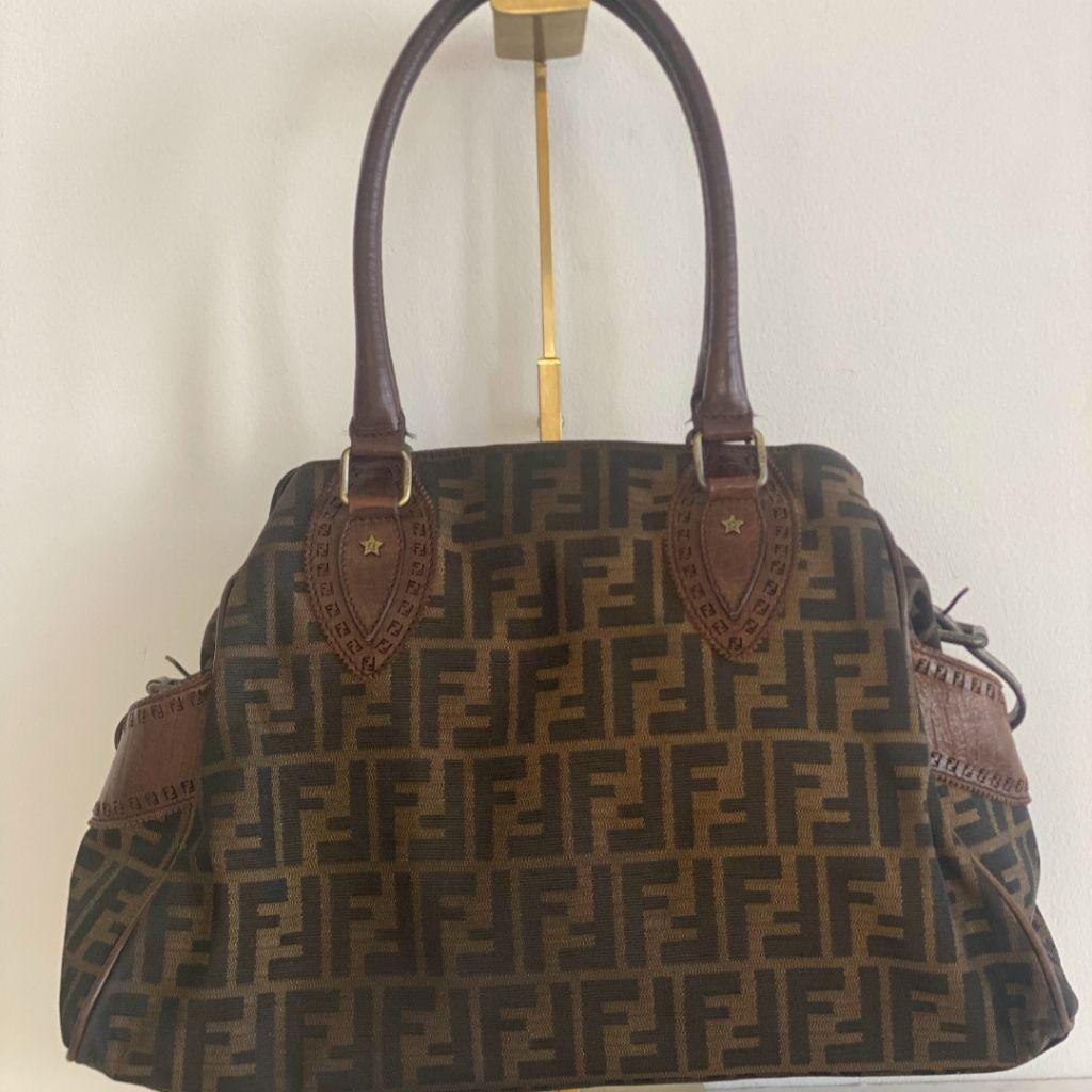 Fendi Tobacco Zucca Canvas and Leather Medium Chef De Jour Tote